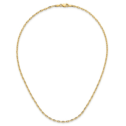 2 Inch 14K Yellow Gold 2.3mm D/C Open Long Link Cable Chain Necklace