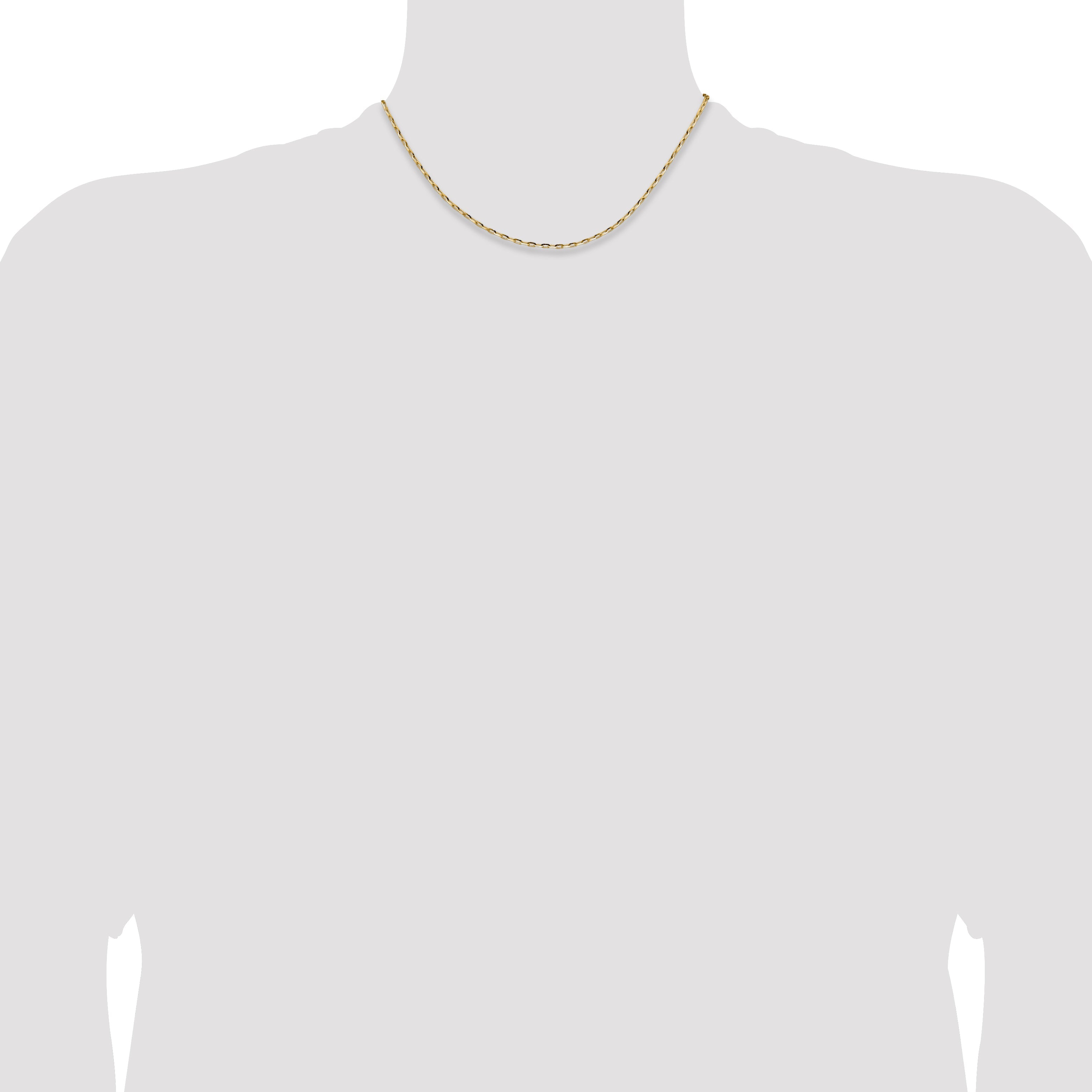 16 Inch 14K Yellow Gold 2.3mm D/C Open Long Link Cable Chain Necklace