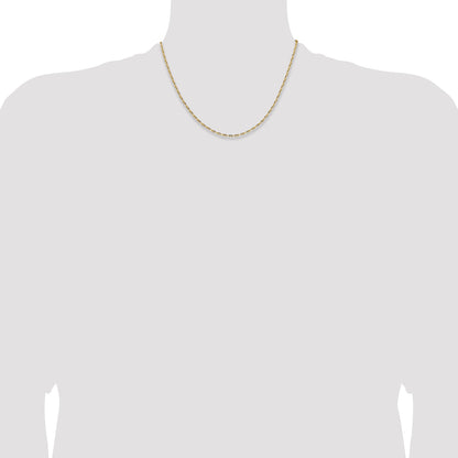 18 Inch 14K Yellow Gold 2.3mm D/C Open Long Link Cable Chain Necklace