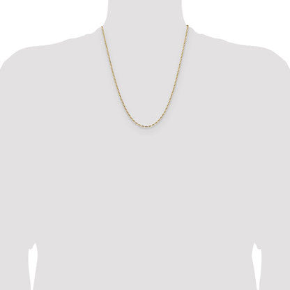 22 Inch 14K Yellow Gold 2.3mm D/C Open Long Link Cable Chain Necklace
