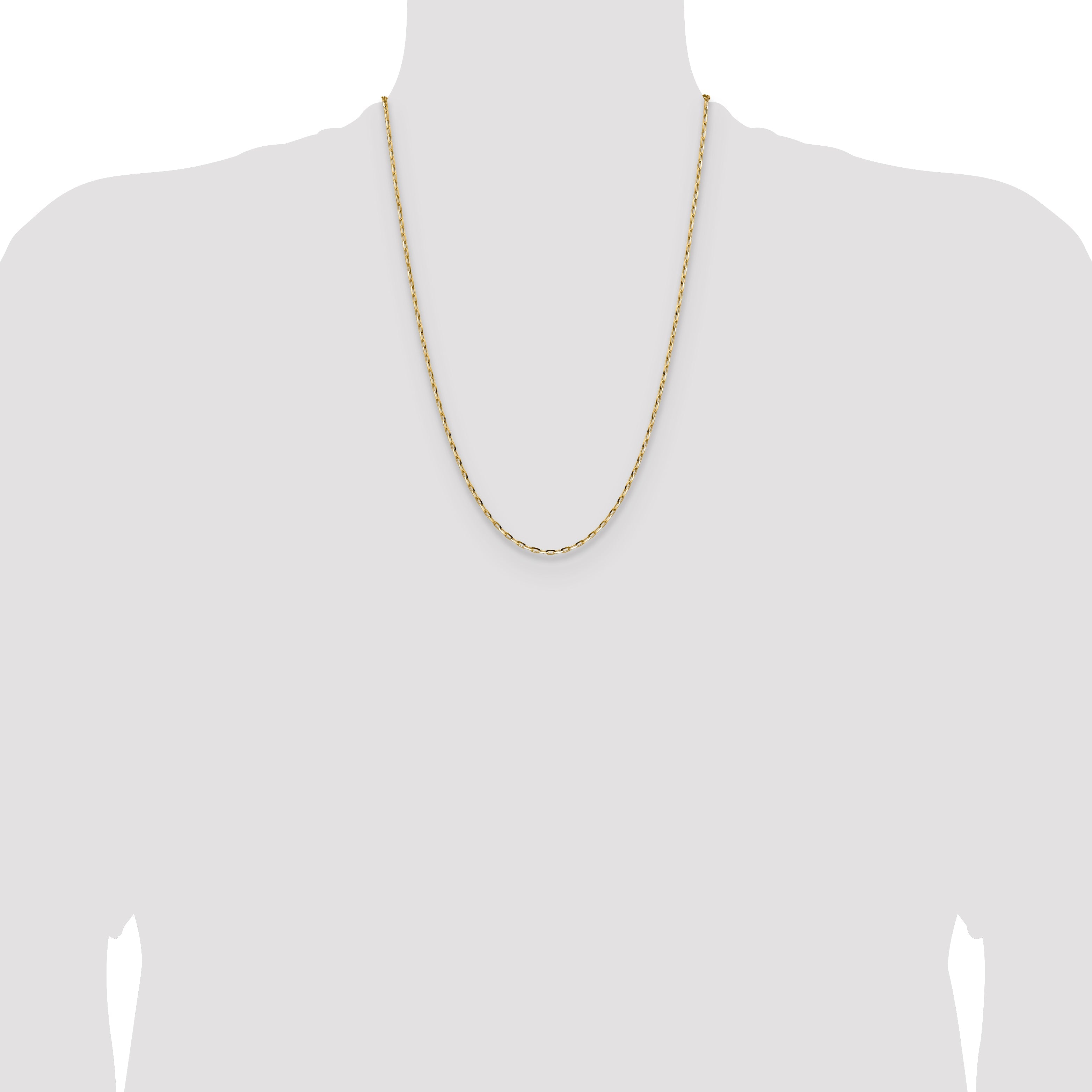 24 Inch 14K Yellow Gold 2.3mm D/C Open Long Link Cable Chain Necklace