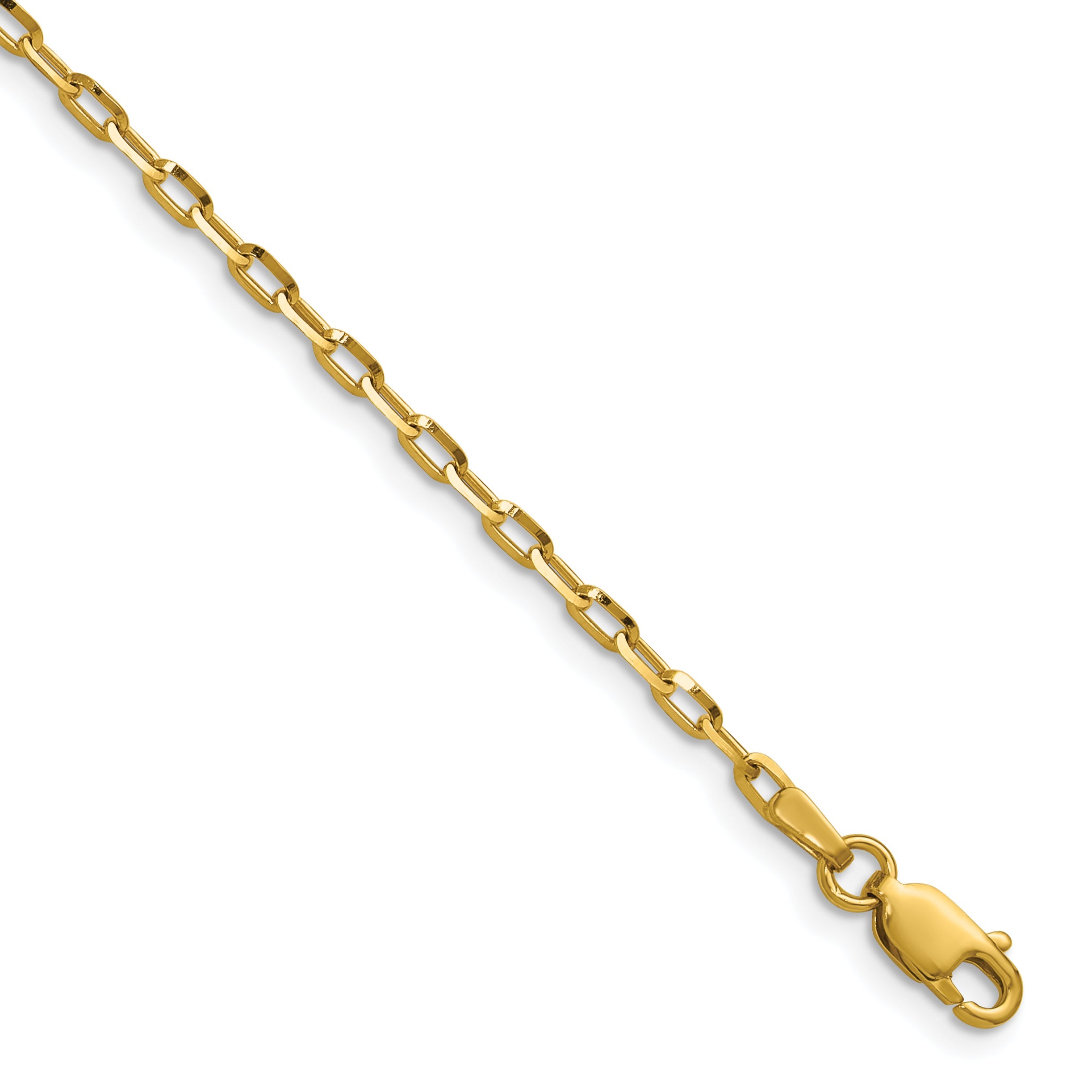 16 Inch 14K Yellow Gold 2.3mm D/C Open Long Link Cable Chain Necklace