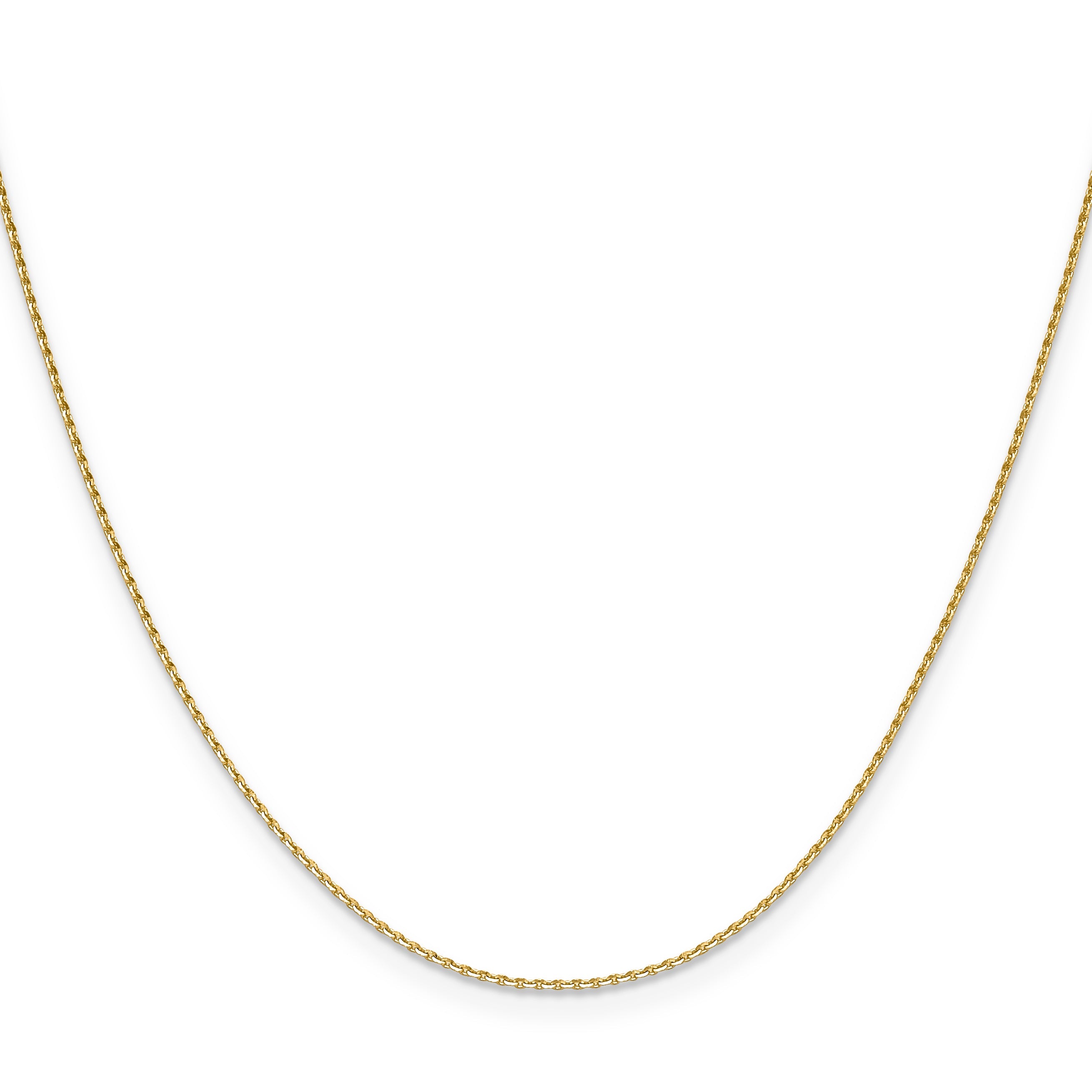 18 Inch 14K Yellow Gold 1mm D/C Oval Link Chain Necklace