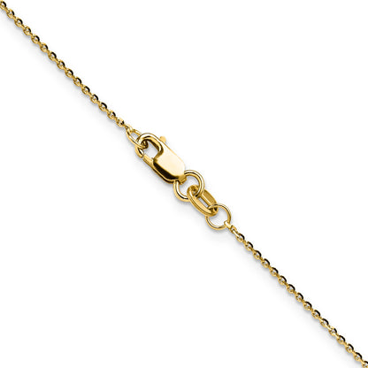 18 Inch 14K Yellow Gold 1mm D/C Oval Link Chain Necklace