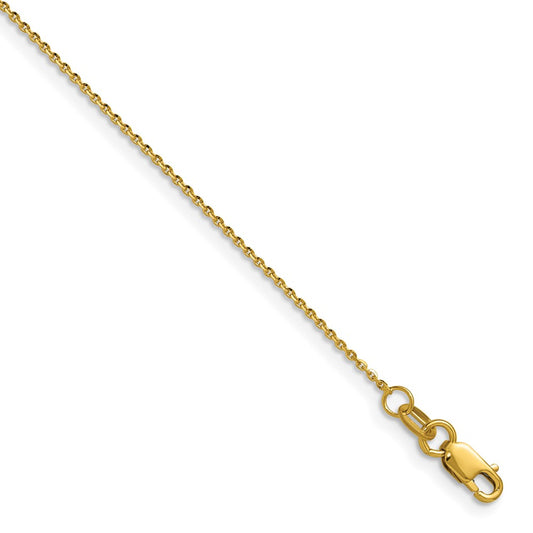 24 Inch 14K Yellow Gold 1mm D/C Oval Link Chain Necklace