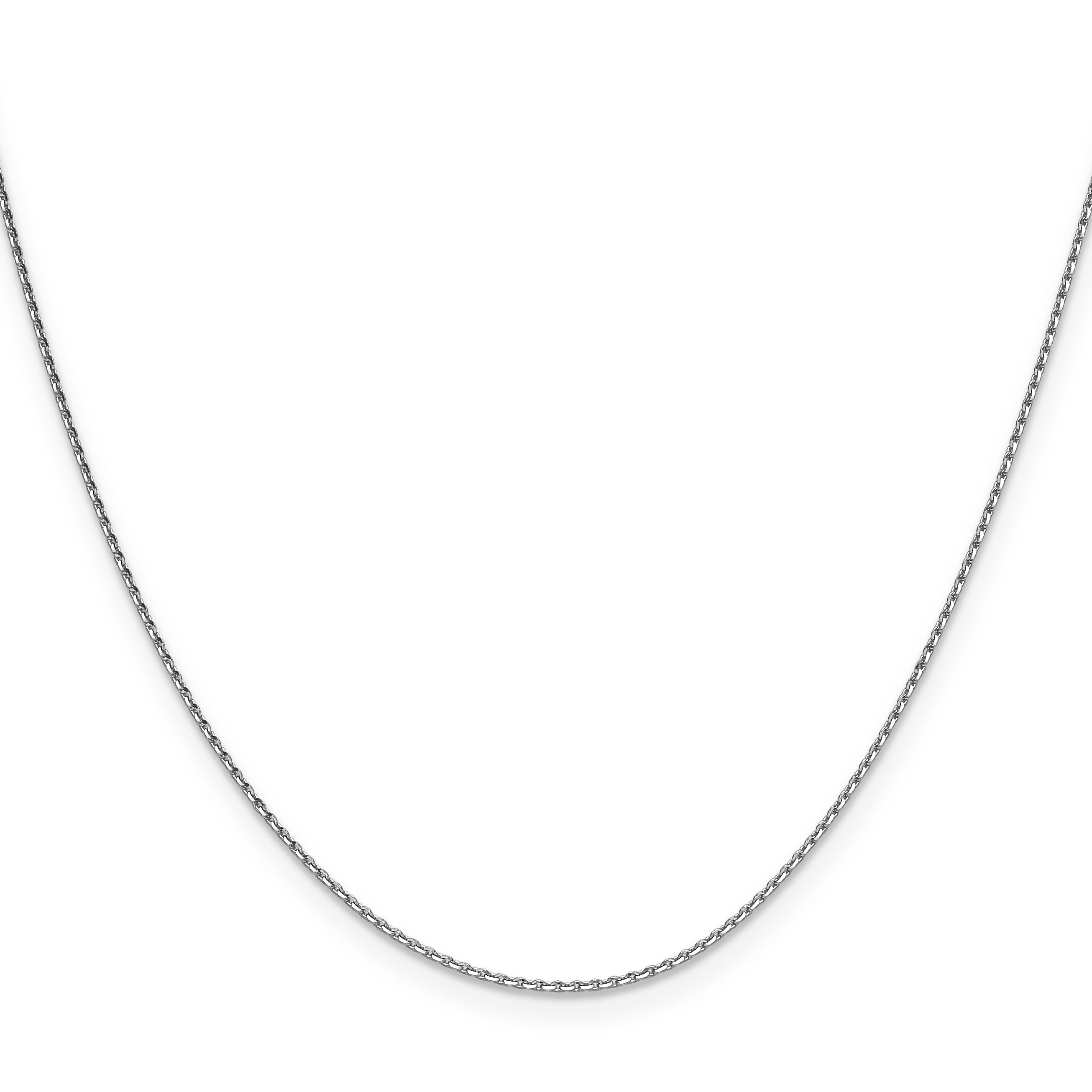24 Inch 14K White Gold 1mm D/C Oval Link Chain Necklace