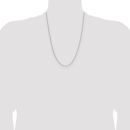 24 Inch 14K White Gold 1mm D/C Oval Link Chain Necklace