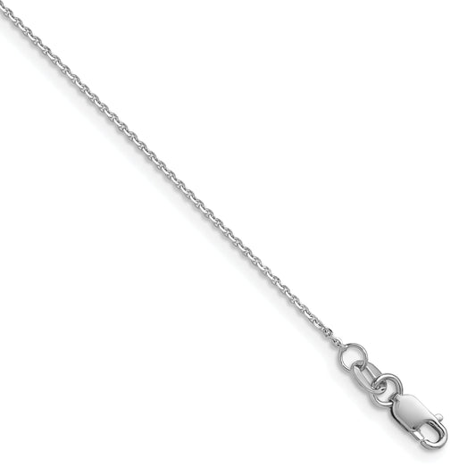 18 Inch 14K White Gold 1mm D/C Oval Link Chain Necklace