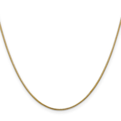 20 Inch 14K 1mm Round Snake Chain Necklace