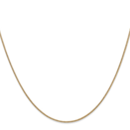 18 Inch 14K 1.3mm Round Snake Chain Necklace
