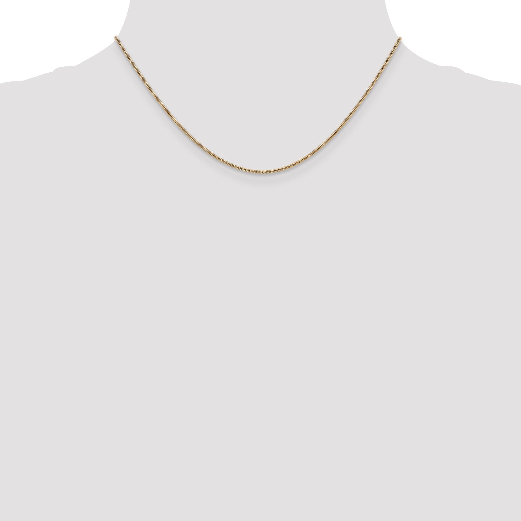 16 Inch 14K 1.3mm Round Snake Chain Necklace