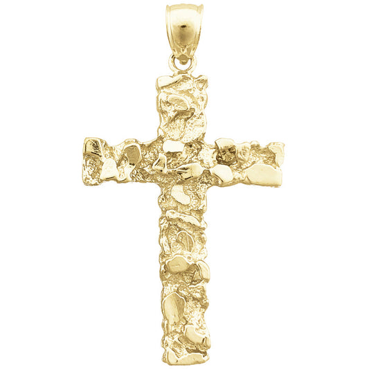 14K Gold Cross Nugget Pendant