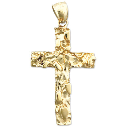 14K Gold Nugget Cross Pendant