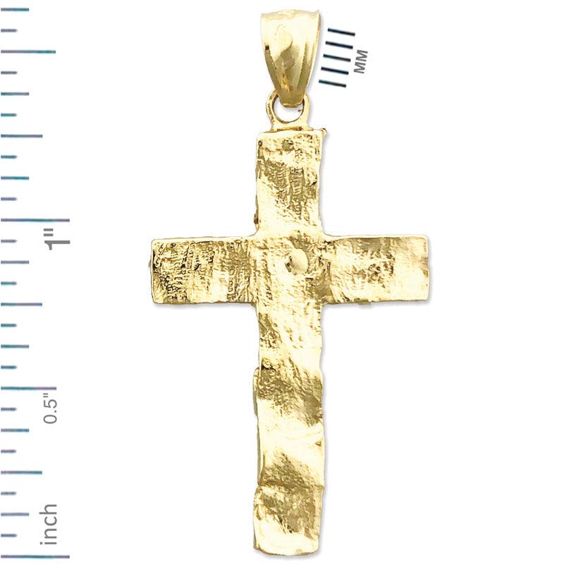 14K Gold Nugget Cross Pendant