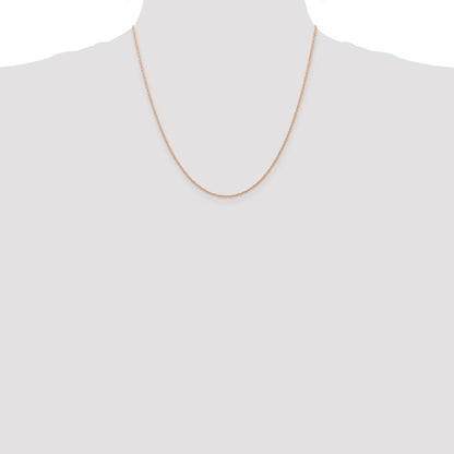 14K Rose Gold 20 Inch Carded .7mm Cable Rope With Spring Ring Clasp Chain Necklace