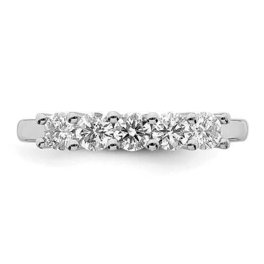 14K White Gold 5-Stone Shared Prong 3/4 carat Round Complete Diamond Wedding Band Ring