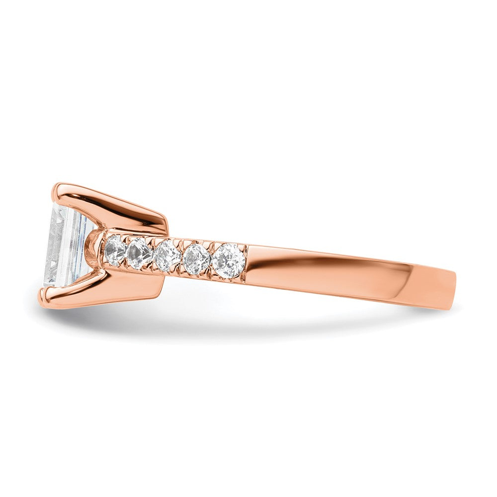 True Origin 14K Rose Gold 3/8 carat Lab Grown Diamond VS+ F+ Semi-Mount Emerald Engagement Ring