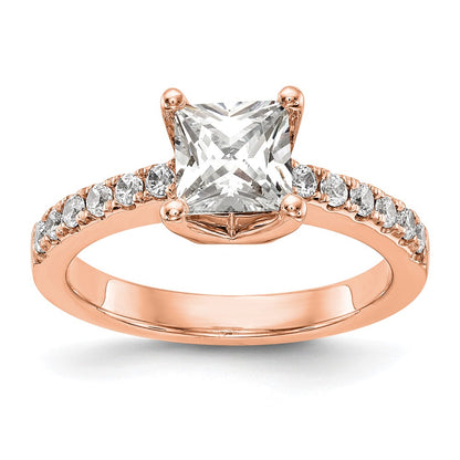 True Origin 14K Rose Gold 1/5 carat Lab Grown Diamond VS+ F+ Semi-Mount Princess Engagement Ring
