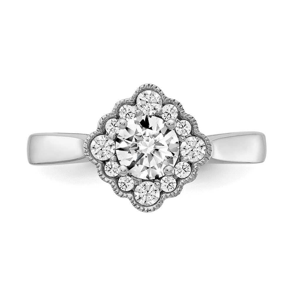 True Origin 14K White Gold 1/4 carat Lab Grown Diamond VS+ F+ Semi-Mount Round Halo Engagement Ring