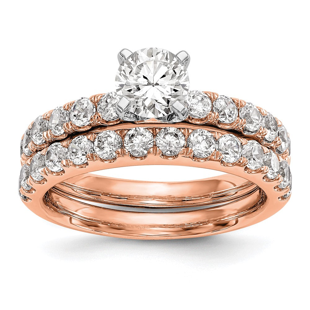 True Origin 14K Rose Gold 5/8 carat Lab Grown Diamond VS+ F+ Semi-Mount Peg Set Engagement Ring