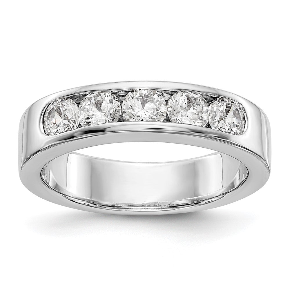 True Origin 14K White Gold Men's 1 carat Lab Grown Diamond VS/SI  D E F  5 Stone Channel Wedding Band Ring