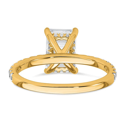 14K Yellow Gold 2 3/8 carat Certified Lab Grown Diamond VS/SI+ G+ Emerald Complete Solitaire with Flair Engagement Ring