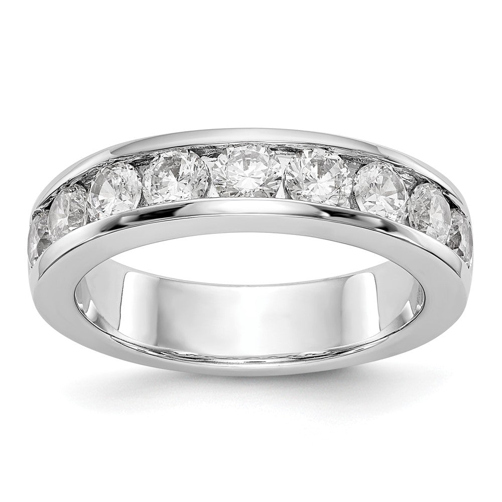 14K White Gold 9-Stone 1.3 carat Round Diamond Complete Channel Wedding Band Ring
