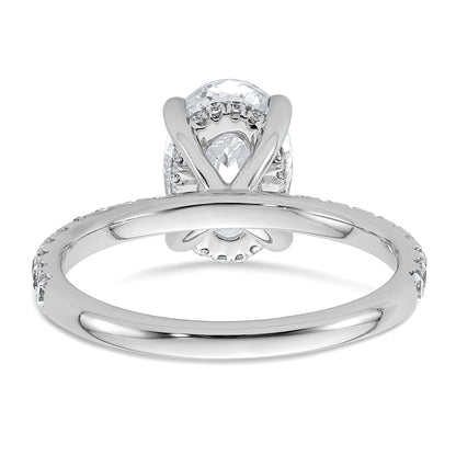 14K White Gold 2 5/8 carat Certified Lab Grown Diamond VS/SI+ G+ Oval Complete Solitaire with Flair Engagement Ring