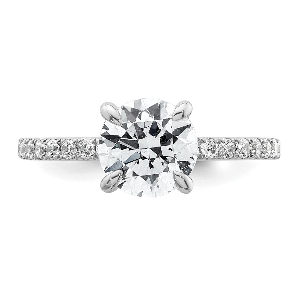 14K White Gold 2 carat Certified Lab Grown Diamond VS/SI+ G+ Round Complete Solitaire with Flair Engagement Ring