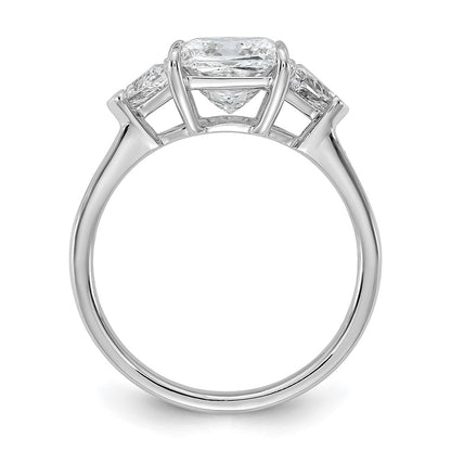14K White Gold 2 1/2 carat Certified Lab Grown Diamond VS/SI+ G+ Princess and Trillion Complete Three Stone Engagement Ring