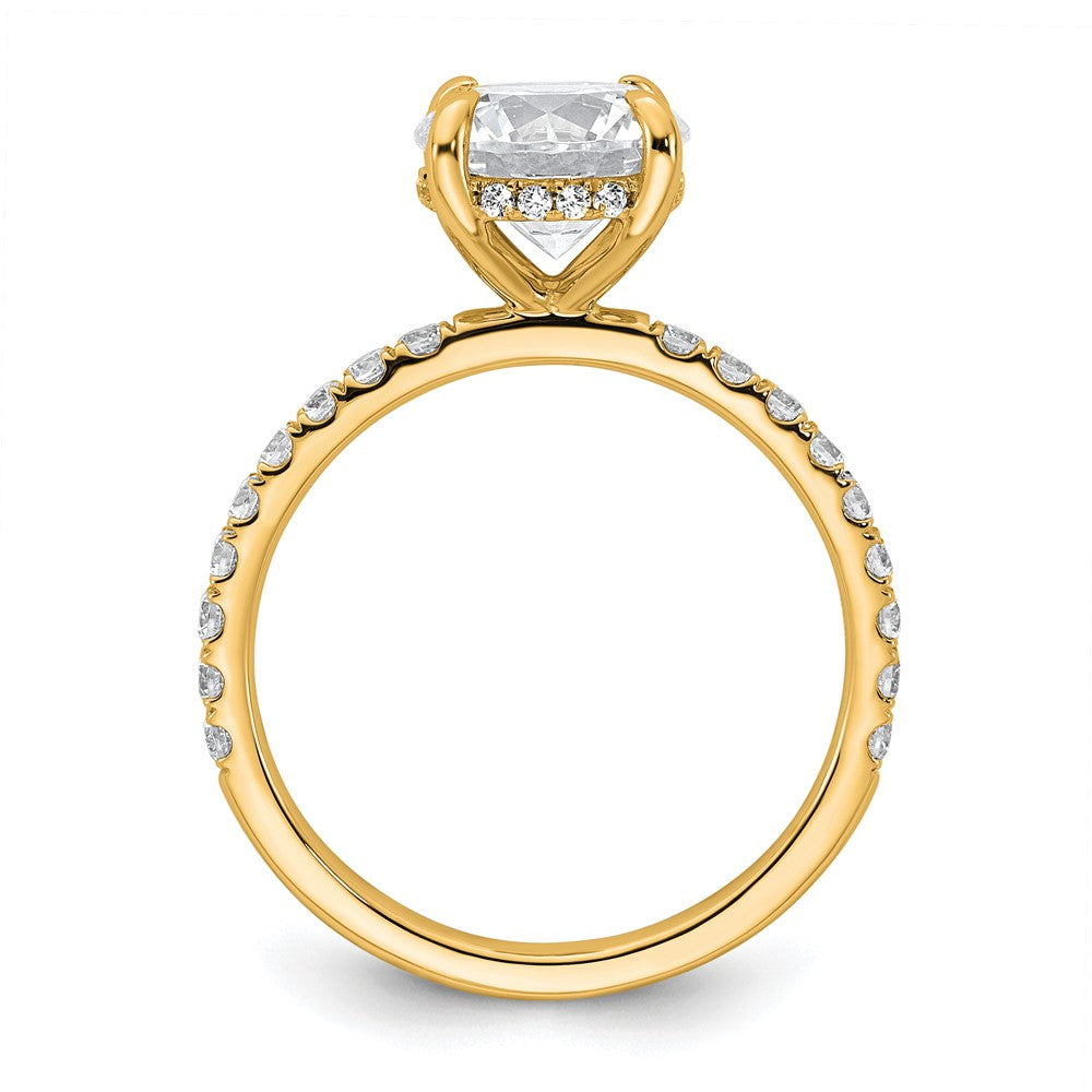 14K Yellow Gold 2 3/8 carat Certified Lab Grown Diamond VS/SI+ G+ Round Complete Solitaire with Flair Engagement Ring