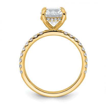 14K Yellow Gold 2 3/8 carat Certified Lab Grown Diamond VS/SI+ G+ Round Complete Solitaire with Flair Engagement Ring