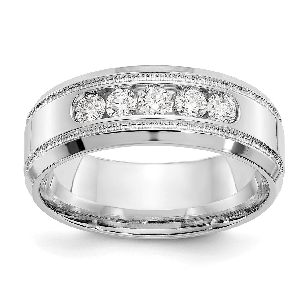 True Origin 14K White Gold 1/2 carat Lab Grown Diamond VS+ F+ Size 9 Complete Bevel Miligrain Wedding Band Ring