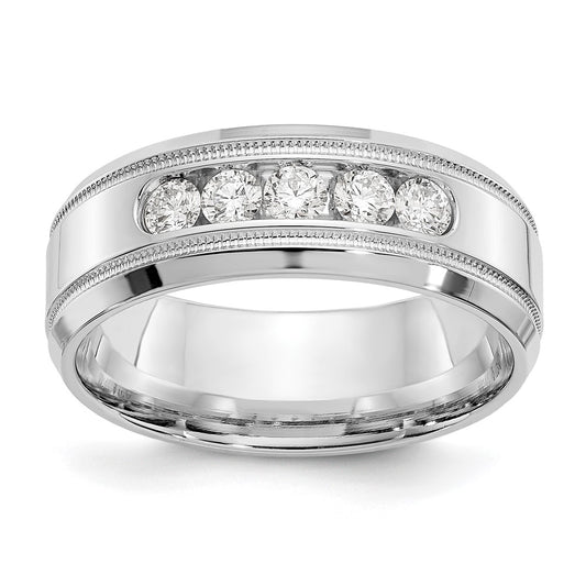 True Origin 14K White Gold 1/2 carat Lab Grown Diamond VS+ F+ Size 9 Complete Bevel Miligrain Wedding Band Ring