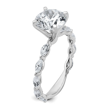 True Origin 14K White Gold 5/8 carat Lab Grown Diamond VS+ F+ Semi-Mount Round Engagement Ring