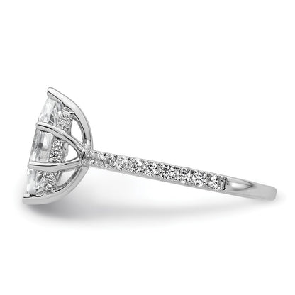 14K White Gold 2 carat Certified Lab Grown Diamond VS/SI+ G+ Marquise Complete Solitaire with Flair Engagement Ring