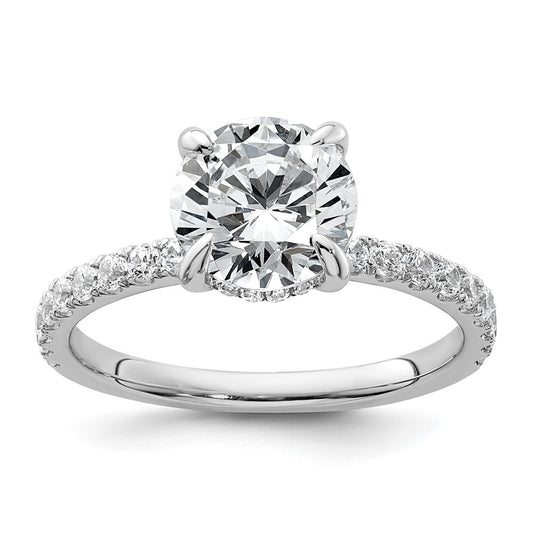 14K White Gold 2 3/8 carat Certified Lab Grown Diamond VS/SI+ G+ Round Complete Solitaire with Flair Engagement Ring