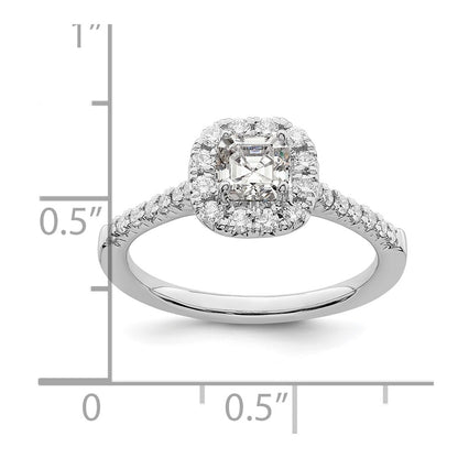 True Origin 14K White Gold 1/2 carat Lab Grown Diamond VS+ F+ Semi-Mount Asscher Halo Engagement Ring