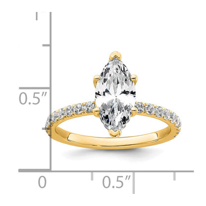 14K Yellow Gold 2 5/8 carat Certified Lab Grown Diamond VS/SI+ G+ Marquise Complete Solitaire with Flair Engagement Ring
