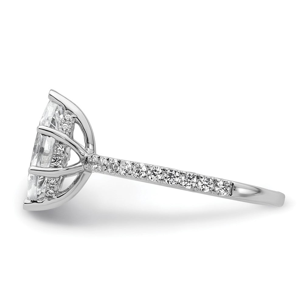 14K White Gold 2 carat Certified Lab Grown Diamond VS+ F+ Marquise Complete Solitaire with Flair Engagement Ring