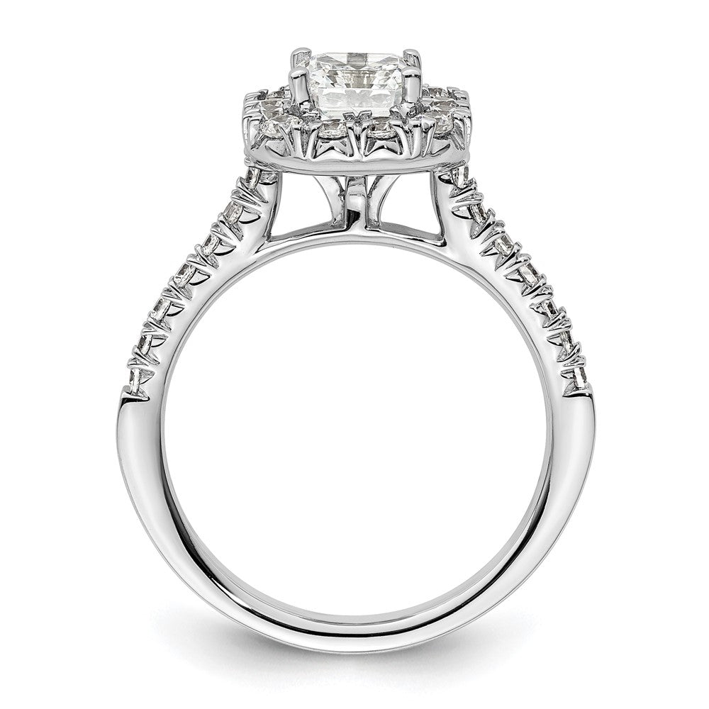 True Origin 14K White Gold 1/2 carat Lab Grown Diamond VS+ F+ Semi-Mount Asscher Halo Engagement Ring