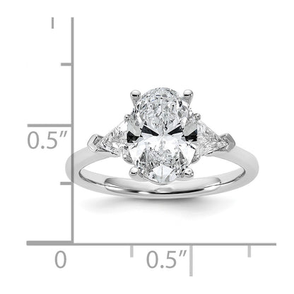 14K White Gold 2 1/2 carat Certified Lab Grown Diamond VS/SI+ G+ Complete Oval and Trillion Three Stone Engagement Ring
