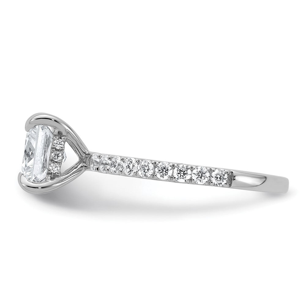 14K White Gold 2 1/2 carat Certified Lab Grown Diamond VS+ F+ Princess Complete Solitaire with Flair Engagement Ring