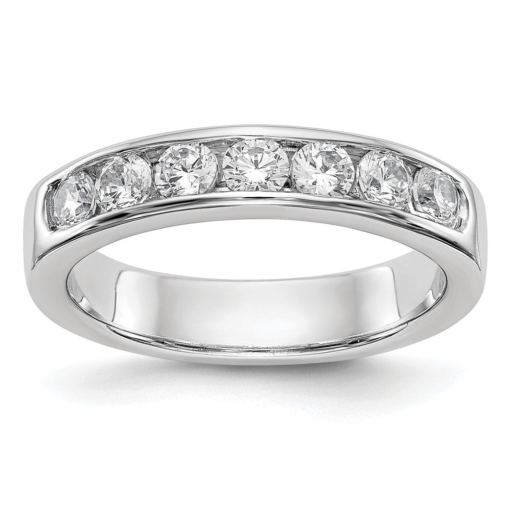 10K White Gold 7-Stone Diamond Channel Wedding Band Ring