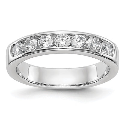 10K White Gold 7-Stone Diamond Channel Wedding Band Ring