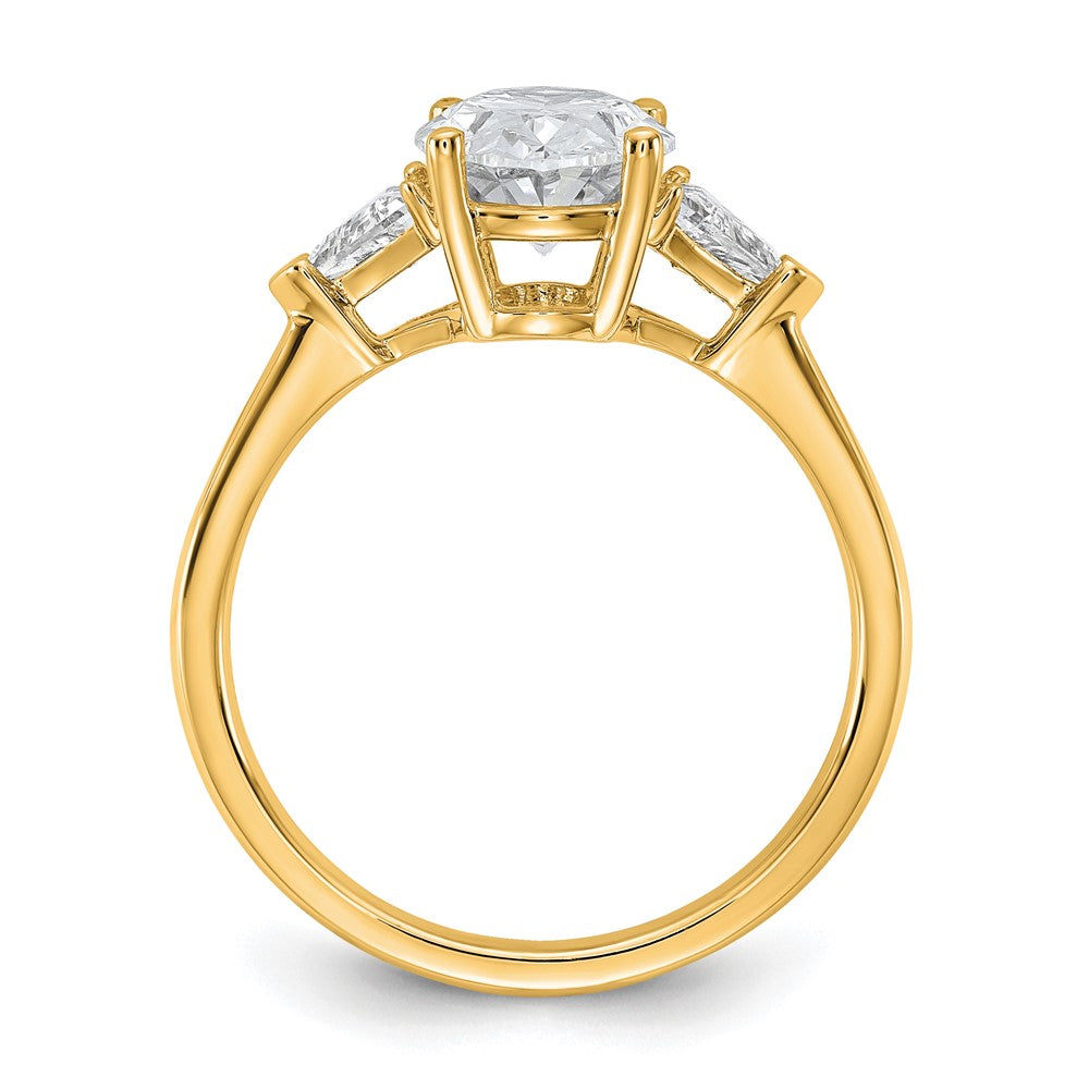 14K Yellow Gold 2 1/2 carat Certified Lab Grown Diamond VS+ F+ Complete Oval and Trillion Three Stone Engagement Ring