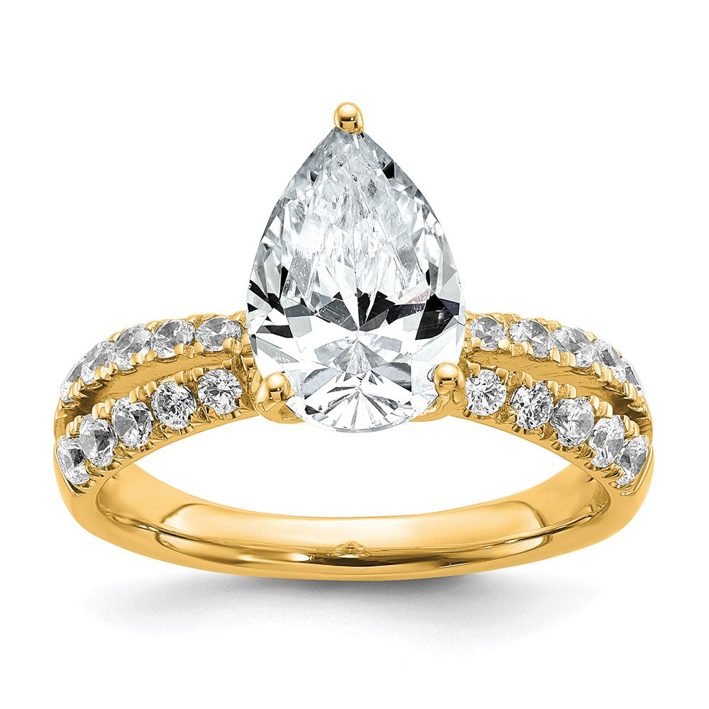 True Origin 14K Yellow Gold 2 5/8 carat Lab Grown Diamond VS+ F+ Complete Pear Engagement Ring