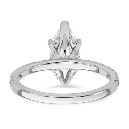 14K White Gold 2 5/8 carat Certified Lab Grown Diamond VS/SI+ G+ Marquise Complete Solitaire with Flair Engagement Ring