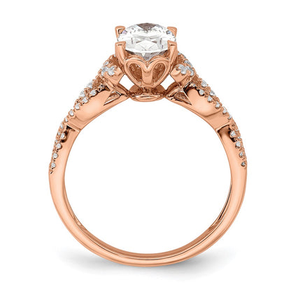 14K Rose Gold Criss-Cross (Holds 1 carat (8.00x6.1mm) Oval Center) 1/5 carat Diamond Semi-Mount Engagement Ring