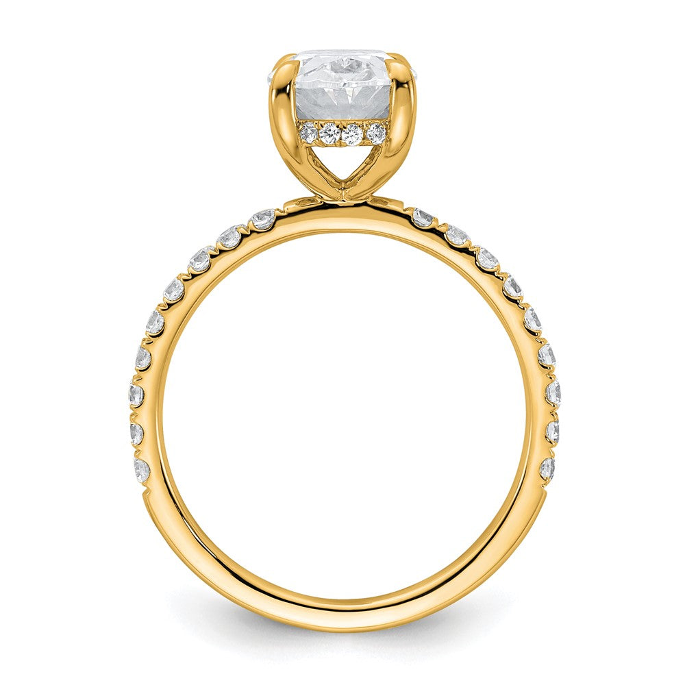 14K Yellow Gold 2 5/8 carat Certified Lab Grown Diamond VS+ F+ Oval Complete Solitaire with Flair Engagement Ring